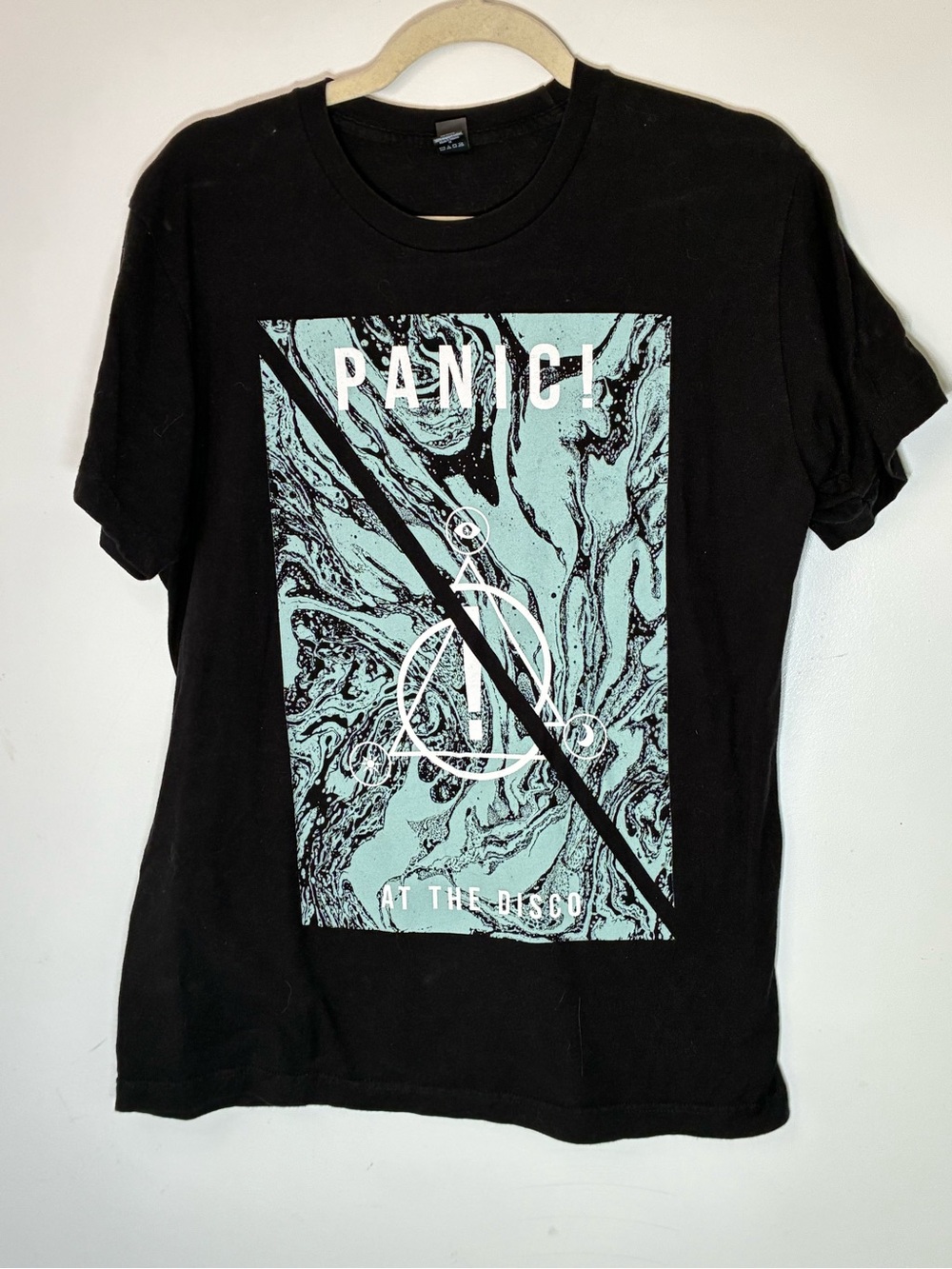 Panic! At The Disco Graphic Womens Band TeeBlack and Light Aqua M